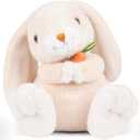 Giant bean Microwave Heating Pad for Period Cramps, 10.4'' Bunny Heating Pad Stuffed Animal with Heatable & Freezable Clay Beads, Easter Plush Toy Gift for Boys & Girls (Cream White)