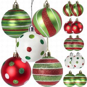 3 x 12 Pcs 2.4 Inch Christmas Ball Ornaments for Tree,Red and Green Glittering Hanging Bulbs Pendants for Christmas Tree Decorations