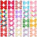 CLLOT 40 Pcs 4.5 Inch Hair Bows for Girls Clips Grosgrain Ribbon Boutique Hair Bow Alligator Clips For Girls Teens Toddlers Kids(Rainbow Colors)