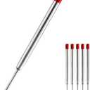 Pack Of 2 HeTaoCat Red Ink Refill Pack of 5, Replaceable Ballpoint Pen Refills, Medium Point Metal Refil (Red)