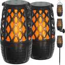 2 Pack LED Flame Outdoor Bluetooth Speaker, Unique Gifts for Men, IPX7 Waterproof Tiki Torch Atmosphere Flame Speaker for Party Patio Garden, Outdoor Speakers with Stake, Hook, Wall Mount (2 Pack)