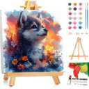 Reivworl Framed Paint by Numbers Kit for Adults Beginner & Kids Ages 8-12, Wolf Paint by Number with Easel, Painting by Numbers for Gifts and Home Decor (10X10Inch)