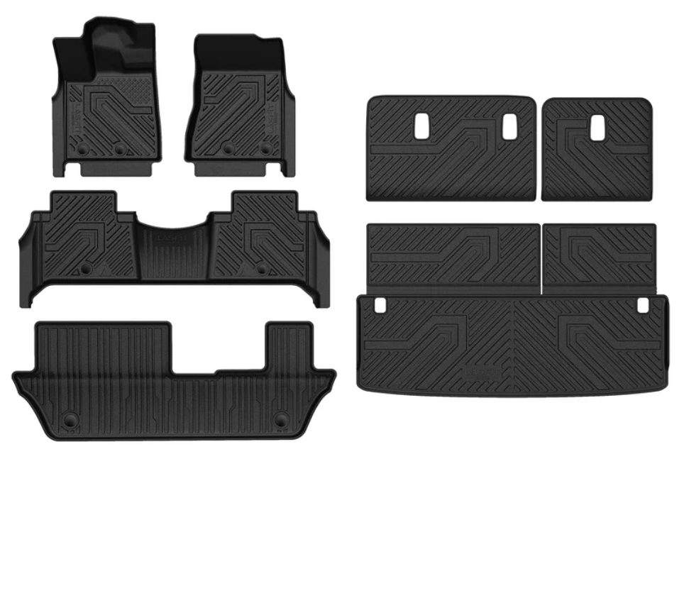 Auxko All Weather Floor Mats Cargo Mat with Backrest Mat Fit for 2025 2026 Nissan Armada & Infiniti QX80 8 Seats (2nd Bench Seat) TPE Liners Accessories Guard Odorless Anti-Slip Floor & Cargo Liners