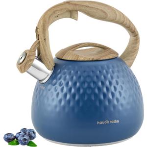 Tea Kettle,2.5 Quart Stovetop Tea Kettles Loud Whistle,Food Grade Stainless Steel Water kettles for Stove Top with Anti-hot Ergonomic Handle,Suitable for All Heat Sources (Navy Blue)