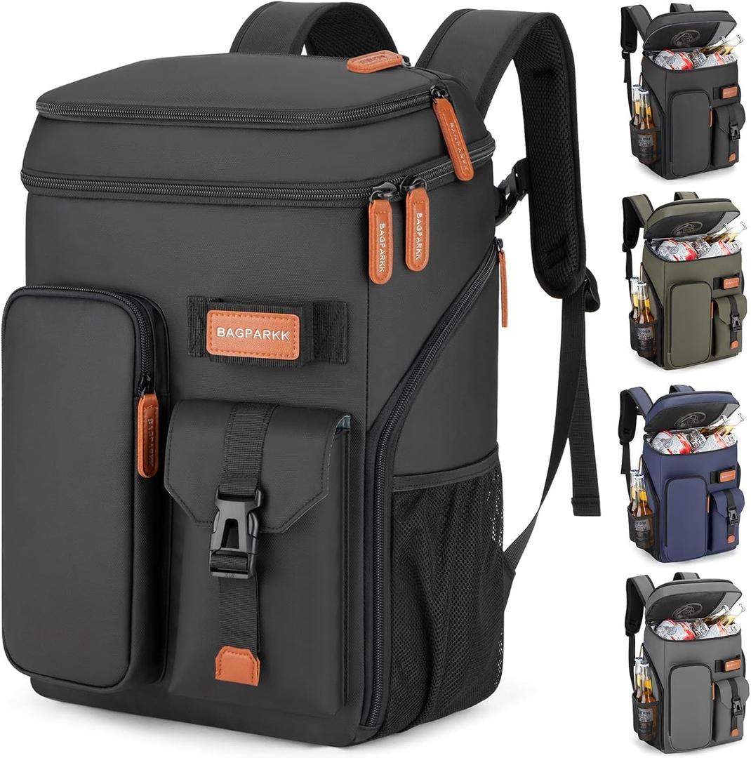BAGPARKK Insulated Cooler Backpack,33 Cans Multifunctional Double Deck Leakproof Cooler Bag with Sternum Strap,Large Capacity Lightweight Travel Camping Beach Backpack