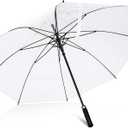 Jexine Extra Large Clear Golf Umbrella 60 Inch Oversized Automatic Open Stick Umbrella Transparent Waterproof for Adult Men Women Outdoor Sport Golf Play Weddings