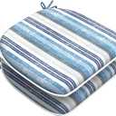 LVTXIII Outdoor Seat Cushions Patio Chair Pads with Ties, All Weather Chair Cushions for Home Office and Patio Garden Furniture Decoration D16xW17, Set of 2, Stripe Layered Blue