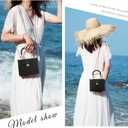 KUANG! Handwoven Rattan Bag for Women Woven Straw Square Crossbody Bag Vintage Basket Purse Beach Tote Bag