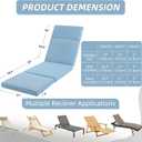 Outdoor Chaise Lounge Cushions，72" x 21" x 3" Solid Water-Repellent, 4-Section Design, Fade-Resistant Patio Furniture Replacement Cushion, Light Blue, 2Counts, Fourfolds 2Pcs