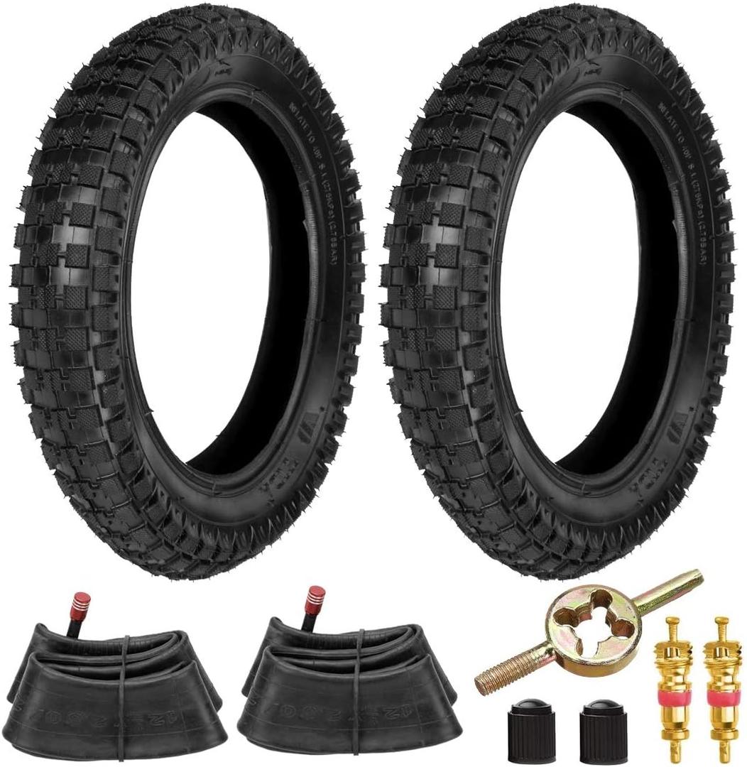 FVRITO 12.5x2.75 (12-1/2x2.75) Knobby Tire & Inner Tube for Razor MX350 MX400 Dirt Rocket X-Treme X-560 Heavy Duty Scooter Tao Tao 47cc 49cc Kids Mini Pocket Dirt Pit Bike Straight Valve Stem Cap 2PCS