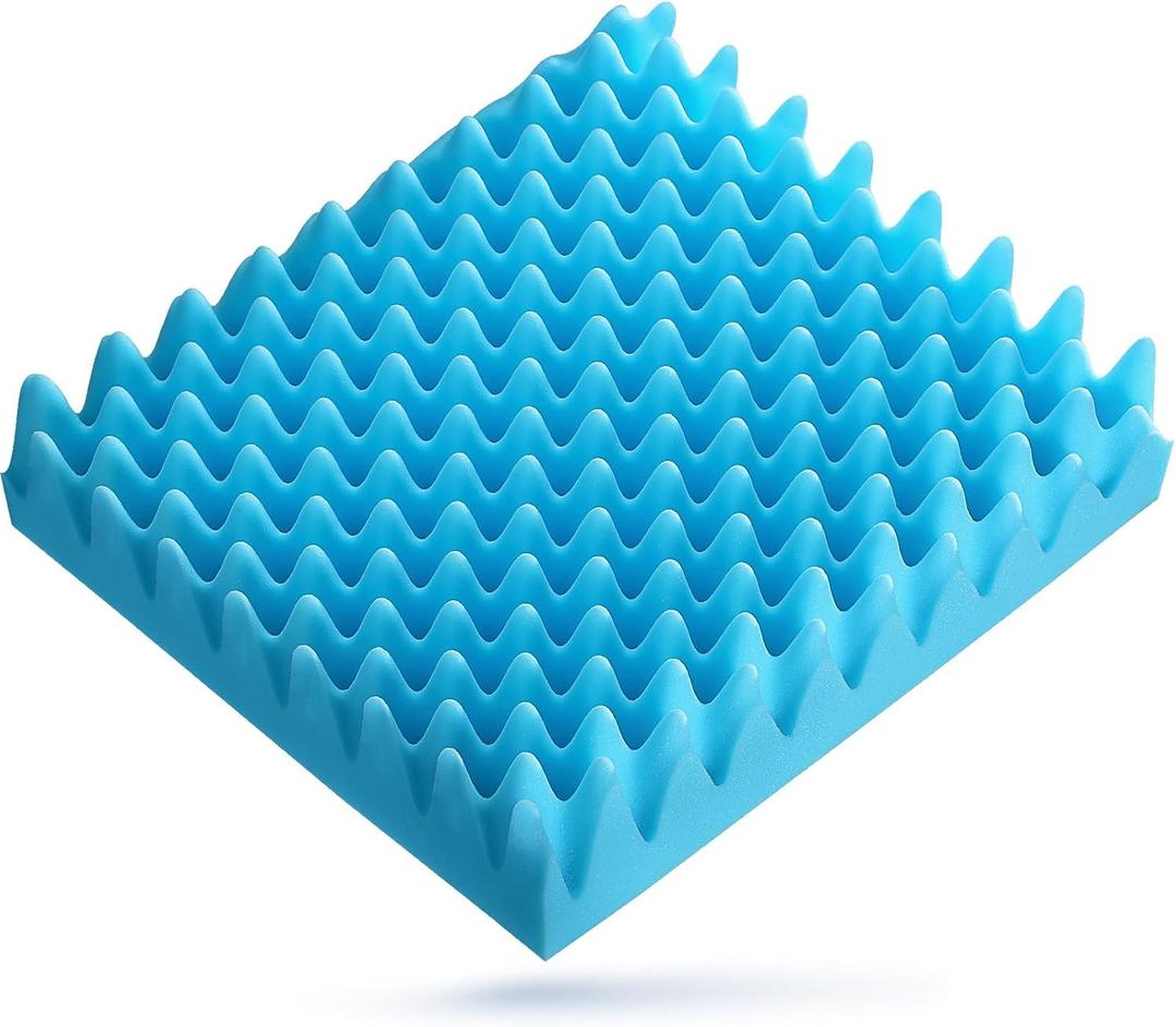 1 Pack Egg Crate Seat Cushion, Comfortable Foam Wheelchair Cushion for Pressure Relief, Office Chair Pad for Long Sitting, Relieve Back Foam Seat, Breathable Egg Carton Foam Pad for Recliner Car Seats