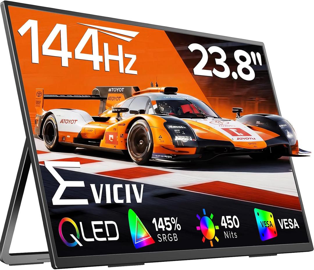EVICIV Portable Monitor 24” 144Hz, 145% sRGB QLED 0.1MS Gaming Monitor