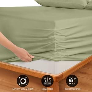 Royale Linens Fitted Sheet Full - Ultra Soft 1800 Brushed Microfiber - Hotel Luxury Bottom Sheets - Wrinkle Free & Fade Resistant - Deep Pocket Fitted Sheet Only (Full, Sage Green)