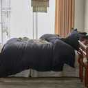 MR&HM Black Stonewashed Ruffled Queen Comforter Set, Farmhouse Bedding Lightweight Fluffy Comforter 3 Pieces, Ultra Soft Microfiber Shabby Boho Chic Vintage Ruffled Bedding Comforter Sets Queen Size