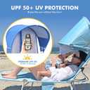 Backpack Beach Tanning Chair with Canopy and Face Hole, 6-Position Folding Lay Out Lounge Chair, UPF 50+ Wind-Resistant Sun Shade, Portable Recliner for Sunbathing, Outside, Poolside, Lawn, Patented  1, Royal Blue