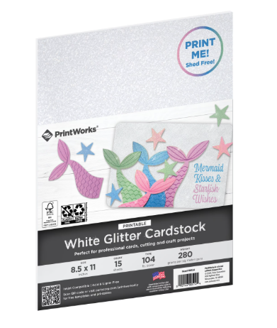 3pcs Printworks White Glitter Cardstock, 8.5 x 11, 15 Sheets