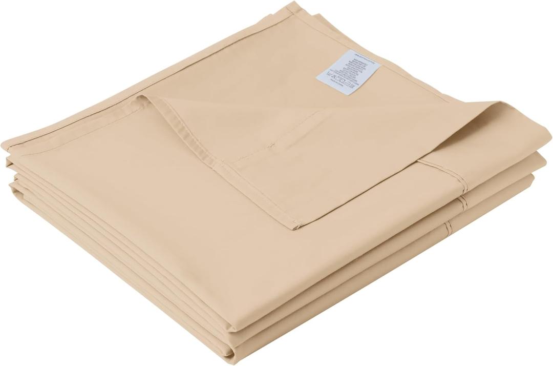 Cotton Twin Flat Sheet Only, 600 Thread Count 100% Egyptian Cotton Top Sheet 1Pcs, Cool & Breathable Flat Bed Sheets Wrinkle, Fade, Stain Resistant (Deep Beige Twin)