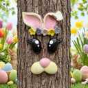 Halloscume Funny Easter Bunny Tree Face Outdoor Decor Easter Front Door Porch Decoration for Spring Home Wall Indoor Outdoor Garden Yard Party