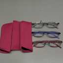 JJWELL 3 Pack Blue Light Blocking Reading Glasses for Women, Anti Eyestrain/ Computer Glare UV 400 Filter Readers with Spring Hinge, Lightweight Rimless Tinted Metal Blue Rays Eyeglasses (4.00)