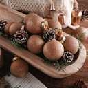 Yunlly 12 Pcs Textured Christmas Ball Ornaments 2.36'' Neutral Christmas Tree Decor Modern Vintage Brown Hanging Decor Shatterproof Home Ornaments for Rustic Large Farmhouse (Retro Brown)