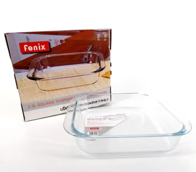 Fenix Square Glass Dish Bowl, 2.3L