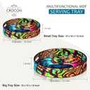 Crocon Wooden Round Ottoman Trays with Handles  Set of 2 Decorative Buddha Print Serving Trays for Kitchen Coffee Table Living Room and Home Dcor