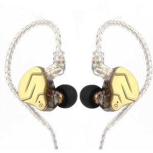 Linsoul KZ ZSN PRO X Dual Driver 1BA+1DD Hybrid Metal Earphones HiFi in-Ear Monitor with Detachable Recessed 2Pin Cable,Zinc Alloy Panel (Without Mic, Black) (Gold)