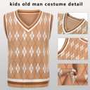 Old Man Costume for Kids Boys 100 Days of School Costume Dress Up Grandpa Costume Outfits for Halloween 3-10 Years (Brown)