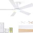 Modern Ceiling Fans with Lights - 42" Low Profile Ceiling Fan with Light and Remote, Flush Mount Reversible DC Motor, 6-Speed Quiet LED Dimmable for Bedroom, Indoor and Outdoor, Patios White