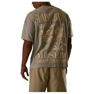 VIPWOLF Men's Casual Short Sleeve T Shirts Crew Neck Y2K Floral Letter Print Graphic Tees Streetwear Olive Green, Large