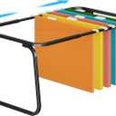 Marbrasse Hanging File Folder Frame, Adjustable Letter Size File Holder 16-25 Inches, Metal File Cabinet Rails for Office, Home, School, Black
