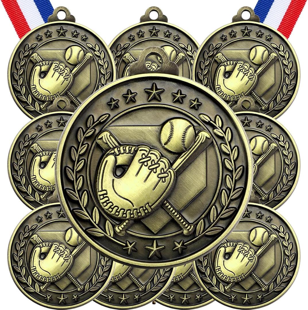 Misdary 12 Pack Medals with Neck Ribbons Team Participation Trophies for Kids Sports Awards Party Favors for Sports Competitions Celebration Gift