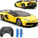 Remote Control Car for Lamborghini, Officially Licensed 1:16 Scale Lambo Hobby Rc Cars with Headlight, 2.4GHz Race Car Toys for Boy Girl 4-12 Years Old, 12Km/h, Birthday Gift (Yellow)