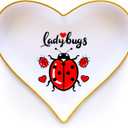 Ladybugs Ring Holder Dish Tray, Gifts For Women Teens Girls Kids, Ladybugs Lovers Themed Stuff Accessories Things Decor Merch, Home Room Ring Earrings Necklace Organizer Holder!