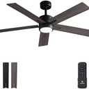 VAGIZM Ceiling Fan with Light Remote: 52 Inch Modern Bedroom Fans with Dimmable Tri-Color Temperature LED - Quiet Reversible DC Motor - Indoor Outdoor
