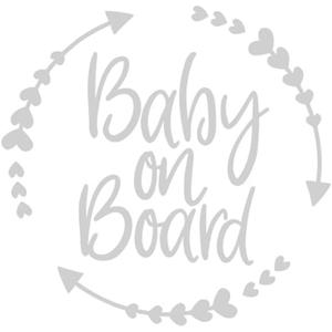 Baby on Board Car Sticker, Funny Heart Arrow Design Vehicle Safety Warning Bumper Window Decal, Automotive Exterior Decoration Sticker, Universal for SUV Motorhome Truck (White)