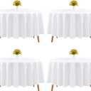 4 Packs White Round Tablecloth 90 Inch Circular Table Cloth,Polyester Fabric Stain and Resistant Wrinkle Washable Table Cover for Wedding,Parties,Banquet,Buffet Table, Holiday,Dinner Tables Decorate