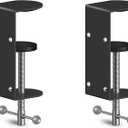 2-Pack 3 Inch Heavy Duty Black C-Clamps for Desk & Table, 0.9-3.3 Inch Clamping Range, 4 Mounting Holes, Metal Workbench Clamps(Long Screw)