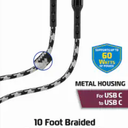 ZGEAR Metal Housing For USB C 10 Foot Braided Sync & Change Cable