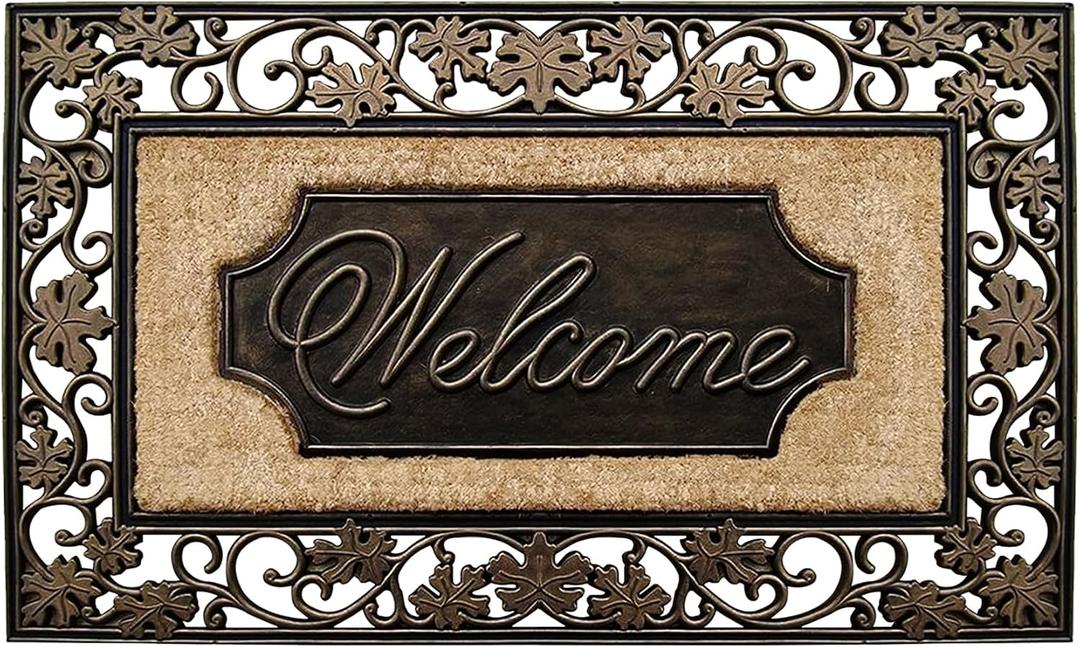 A1HC Natural Coir and Rubber Doormat 18" x 30", Heavy Duty, Thick Durable Front Door Mat, Thin Profile, Easy to Clean, Long Lasting Entryway Doormats