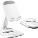 SupeDesk Foldable Phone Stand, Adjustable Cell Phone Holder, with Anti-Slip Strips, Portable Phone Stand for iPhone, Samsung, All Smartphones, White