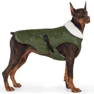 EMUST Dog Coat Winter, Waterproof Pet Snow Jacket for Winter, Adjustable Small/Medium/Large Dog Coat, Green, L