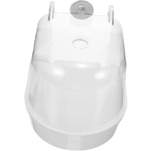 Pet Bird Bath Box Hanging Bird Cage Bathtub for Parrots Cockatiels Easy to Space-Saving Design Material Bathing Tub Accessory (White)