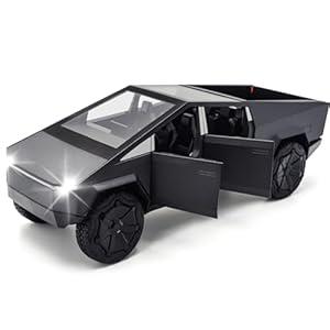Cybertruck Model: 1/32 Diecast Metal Toy Trucks with Lights and Sounds, Mini Vehicles Toys for Boys, Ages 3 and Up (Gray)