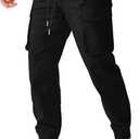 JMIERR Men's Casual Cargo Joggers Pants Stretch Elastic Waist Drawstring Tapered Sweatpants with Pockets (Large, Black)