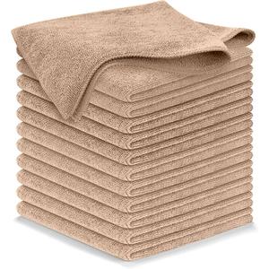 USANOOKS Microfiber Cleaning Cloth - Beige - 12Pcs (12.5x12.5 inch) High Performance - 1200 Washes, Ultra Absorbent Car Towel Traps Grime & Liquid for Streak-Free Mirror Shine - car Washing Cloth