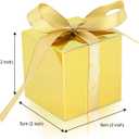 KPOSIYA 100 Pack Favor Boxes 2x2x2 inch Candy Boxes Gold Gift Boxes with Ribbons for Wedding Baby Shower Decorations Birthday Party Supplies