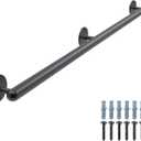 Dolibest 4.25ft Wall Mount Metal Handrail, Staircase Step Handrail, One Piece Design Bar, Non-Slip Safety Grab Handle, Barrier-Free Staircase Grab Handle for Elderly, Indoor & Outdoor Use, 1.3'' Round