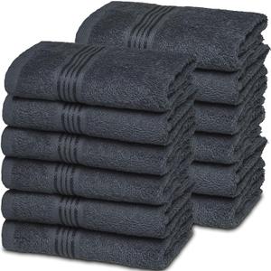 Belizzi Home Ultra Soft Cotton Washcloths, Contains 12 Piece Face Cloths 12x12 inch, Ideal for Everyday use Face Towels, Compact & Lightweight Multi Purpose Washcloths - Charcoal Grey