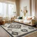 8x10 Area Rug for Living Room Western Rug Aztec Southwestern Rugs Machine Washable Tribal Navajo Southwest Rug Non Slip Printed Low-Pile Indoor Floor Carpet for Dining Room Bedroom Office, Beige